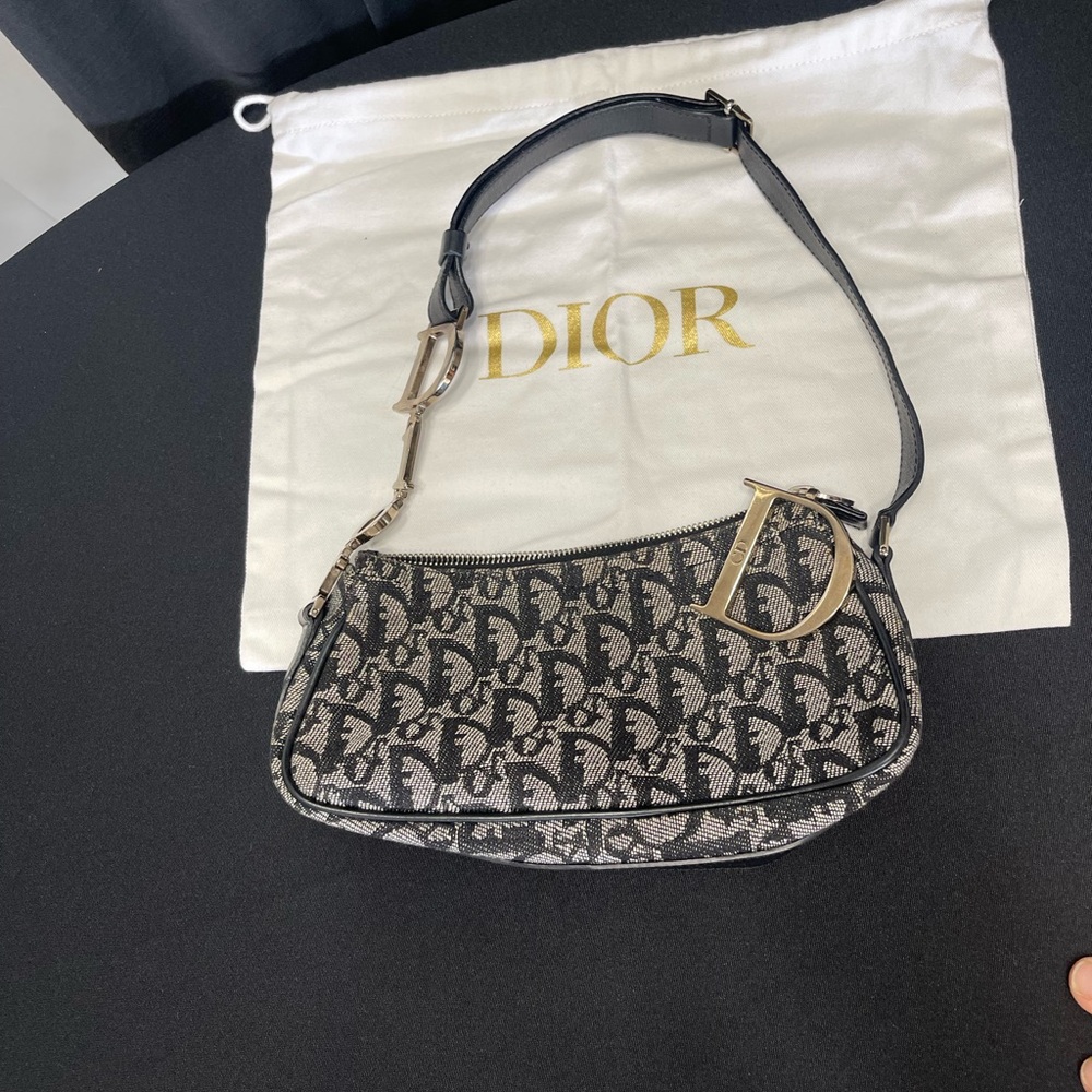 Dior Monogram Black and Gray Shoulder Bag